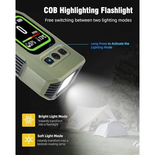 3-in-1 Portable Carbon Monoxide Detector.Visual Alarm for Camping,Travel,RV.More Than 300H Standby Equipped with a Flashlight, Magnetic Back and Hook.Featuring CO, Temperature and Humidity Sensors