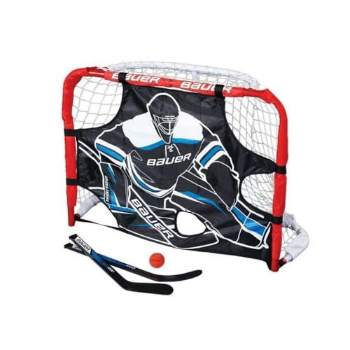 Mini Steel Knee Hockey Goal Set with Sticks & Foam Ball - Red