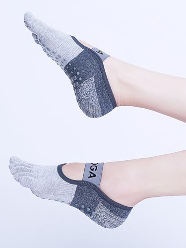 Non-Slip Yoga Socks with Grips for Pilates - Light Gray