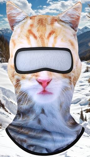 Cat Face Balaclava Mask with Ears - 3D Orange Cat Design