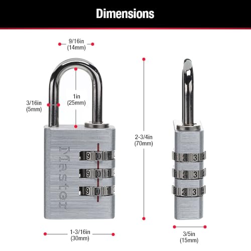 Master Lock Set Your Own Combination Lock, Aluminum, 1-3/16 in. Wide, 4 pk, 630EC4