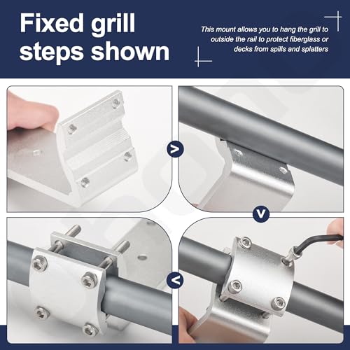 Universal Grill Rail Mount Bracket for Kuuma BBQ Grills, Fits 7/8-1 1/4 Inch Railing