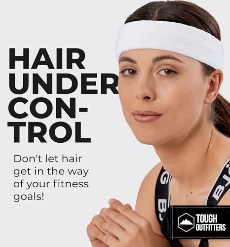 Terry Cloth Sweat-Wicking Headband for Sports & Fitness - White