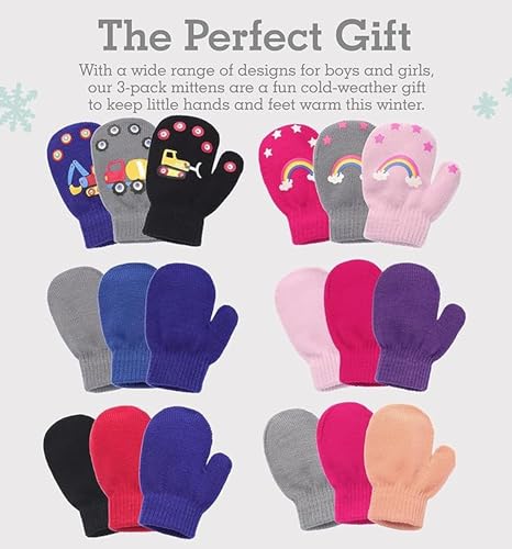 Toddler Mittens - Knit Magic Gloves for 6-18 Months - Purple & Pink