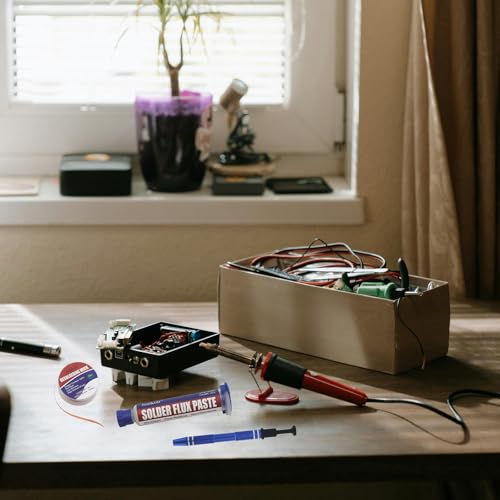 No-Clean Flux Paste, Solder Wick & Electronic Small Parts Pickup Kit, Soldering Flux 10cc/Bottle (2PACK), 10Ft Desoldering Wick, IC Pickup Tool (1 stick)