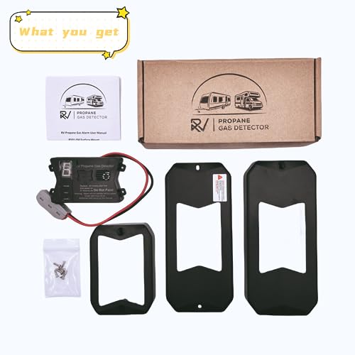 RV Propane Gas Detector, 12V DC, 85dB Alarm, Digital Display, Surface/Flush Mount, 5-Year Lifespan, Black