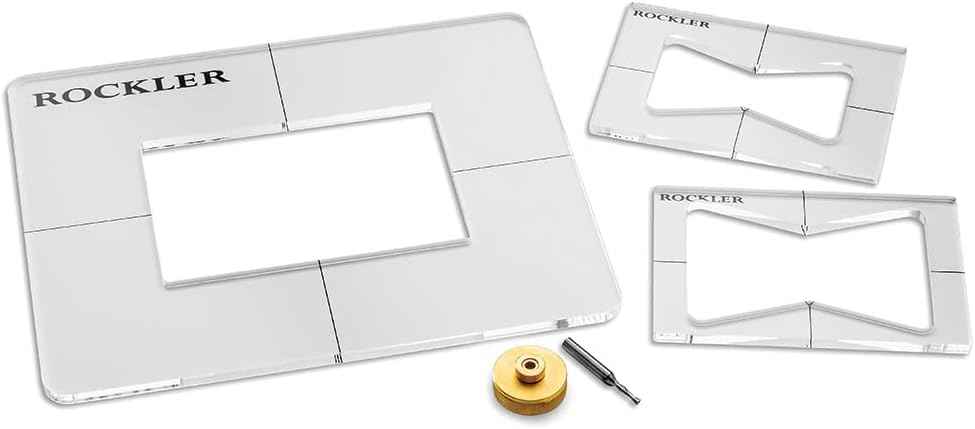 Bow Tie Inlay Kit for Woodworking - 3-in-1 Decorative Router Template Set with Frame, Bit & Bushing