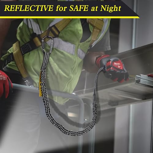 TRSMIMA Safety Tether Tool Lanyard - 12 Pack Safety Tool Leash Shock Absorbing Strap Lock Carabiner Roofing Work for Window Cleaners Roofers