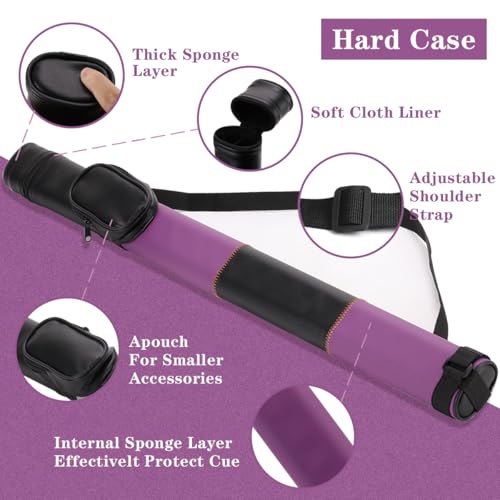 Kuntu Yimu 20oz Purple Pool Cue Stick with Case, 12.5mm Tip, Maple, Black Linen Wrap