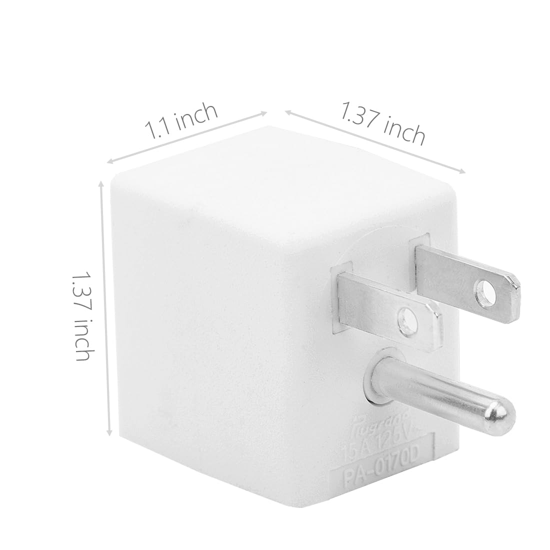USA 3-Prong Male-Female Adapter,90 Degree Angled USA Male Female Power Adapter, 5-15P to 5-15R Direction Changer Space Save Adapter White