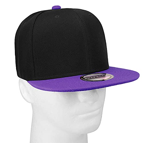 12 Pack Black & Purple Snapback Hats - Hip Hop Style Flat Bill Caps, Adjustable Fit