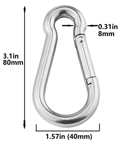 Heavy Duty Steel Snap Hook - 3.1 Inch, Set of 4, 396lb Capacity