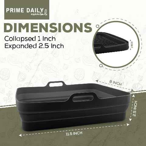 Prime Daily Essentials Silicone Air Fryer Toaster Oven Tray Liner – Extra-Large Capacity, Microwave Safe, Easy Cleanup - Includes Mitts & Tongs