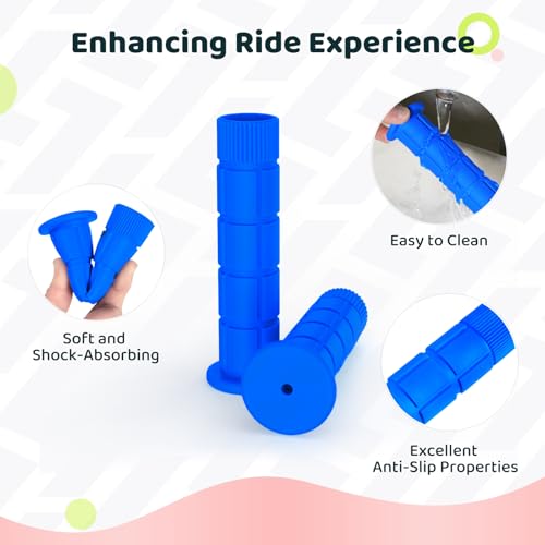 Soft Bike Handlebar Grips for Kids - Blue, 4.9" Length