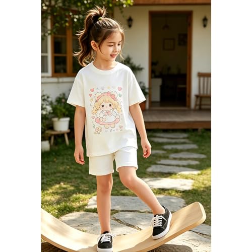 2-12 Years Cotton Girls Biker Shorts Elastic Waist Active Bottoms for