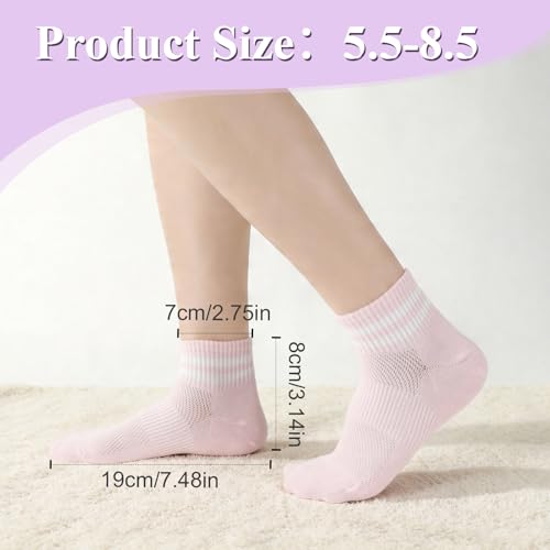 Women's Retro Striped Crew Socks - 8 Pairs Athletic Ankle Socks