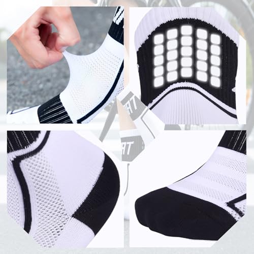 Men's Cycling Socks 5 Pair Compression Athletic Crew Reflective Bike Socks