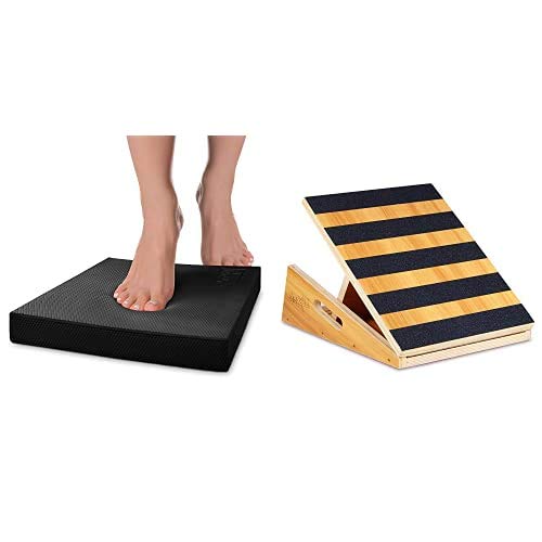 Yes4All Combo Large Balance Pad (Black) and Slant Board 5 Angles (Partial Coverage)