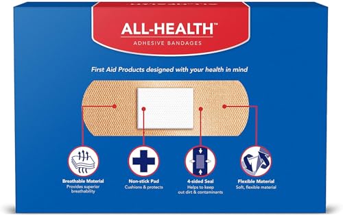 All Health Fabric Adhesive Bandages, Assorted Sizes, 200 Count