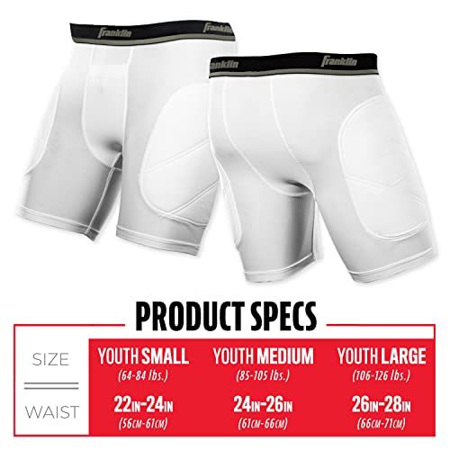 Kids Compression Sliding Shorts Medium White/Black Padded Baseball Underwear