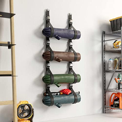 Camping Chair Wall Storage for Garage, Adjustable Garage Wall Storage Straps Wall Mounted with Quick Release Buckles, Hanging Garage Organization System Rack Holds More Beach Chairs, Umbrellas