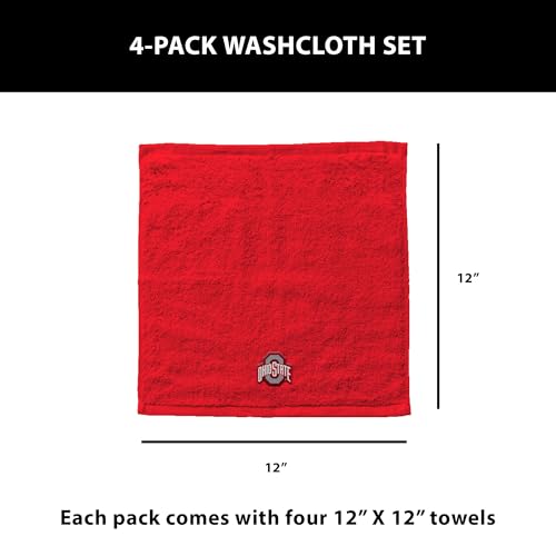 NCAA Wash Cloth 4-Pack - Ohio State Buckeyes Logo 12" x 12"