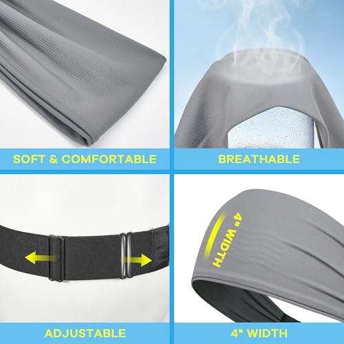 Sukeen Gray Adjustable Cooling Headband for Women, Breathable Sweatband