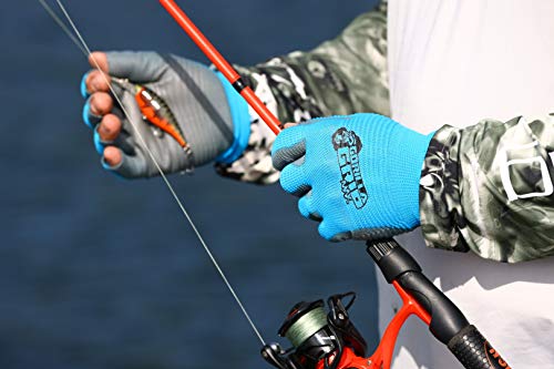 Fingerless Work and Fishing Gloves - Blue & Black, 1 Pair