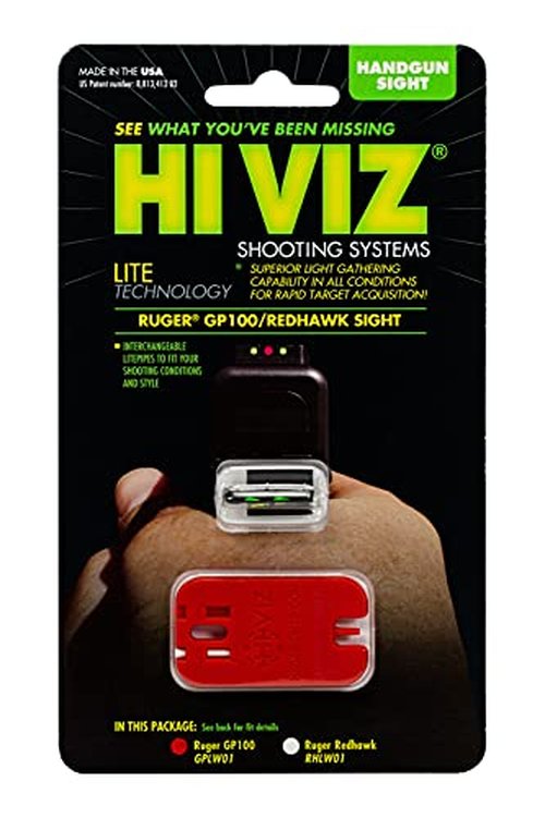 HIVIZ GPLW01 Ruger GP100 Interchangeable LITEWAVE Front Handgun Sight Green, Red, White, One Size