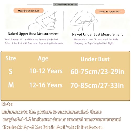 YoBeLove Girls' 10-12 Years Cotton Wireless Light Padded Sports Bras 6 Pack Multicolor
