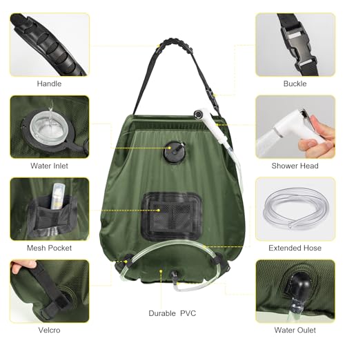 G2 GO2GETHER Green Portable Camping Shower Tent Kit with 5 Gallon Shower Bag