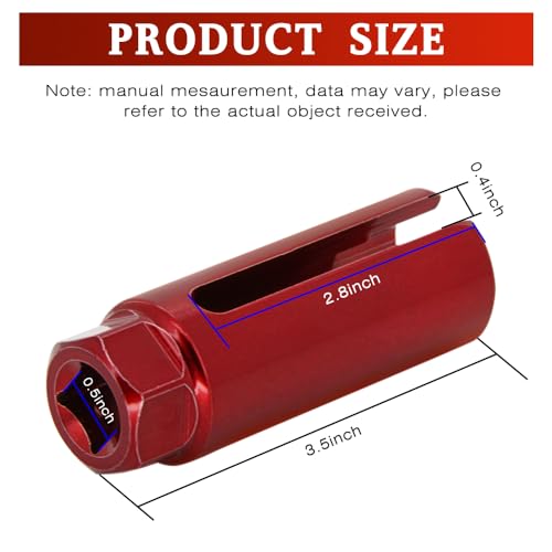 Oxygen Sensor Socket with Side Wire Cutout 1/2¡± Inch Drive x 7/8¡±(22mm) O2 sensor socket removal Tool for Vehicles (Red)