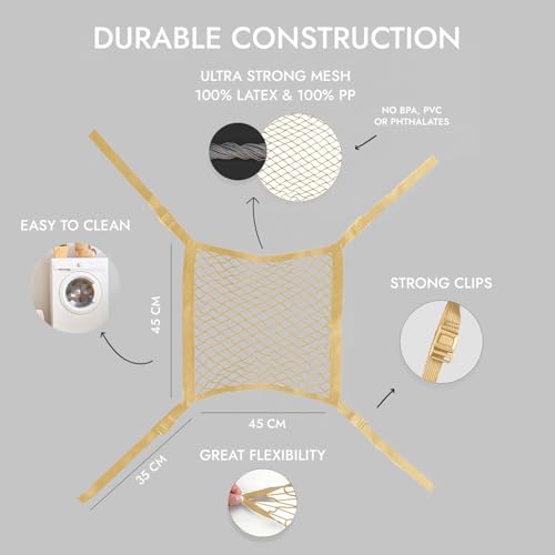 Toddlers Tower Safety Net - Safety Guard for Toddlers Tower - Kitchen Step Tool Toddlers/Kid (Beige) (Beige, 17" W x 17" H)