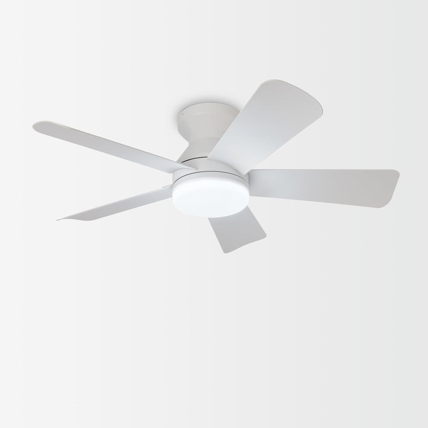 42-Inch Modern Black Ceiling Fan with Light & Remote - Dimmable Low Profile, 5 Reversible Walnut Blades, 6 Speeds for Indoor/Outdoor Use
