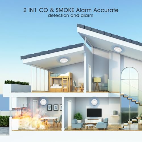2-in-1 10 Year Battery Operated Smoke and CO Detector, Test Button and Loud 85 dB Alarm,Easy Installation (2 Pack)