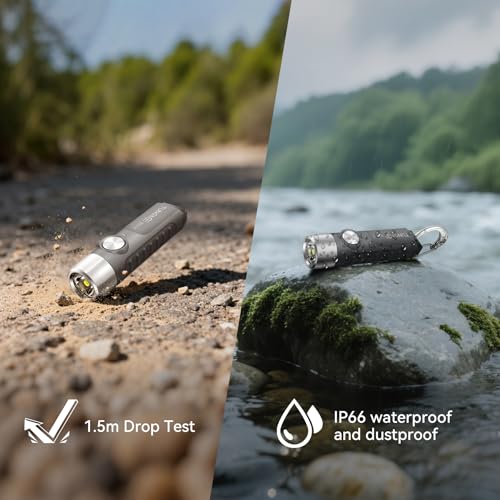 Grey TUNENGE S11-T Rechargeable Keychain Flashlight 500Lm, 4 Pack