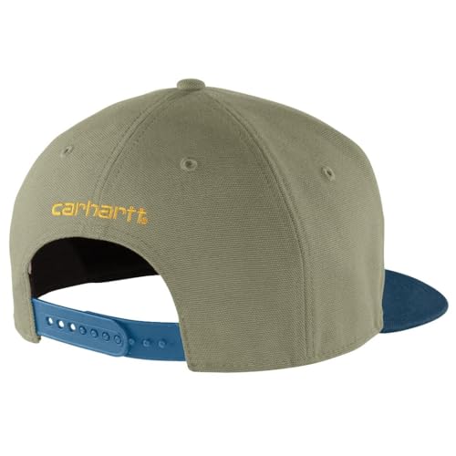 Carhartt Men's Dusty Olive Flat Brim Cap - Durable Workwear Hat, One Size