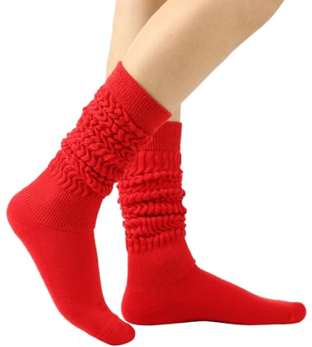 Knee High Slouch Socks for Women - Soft Scrunch Socks, Size 5-11 - Mixed Color