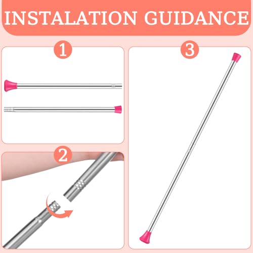 28-Inch Kids Twirling Baton - Stainless Steel, Pink with Ribbons
