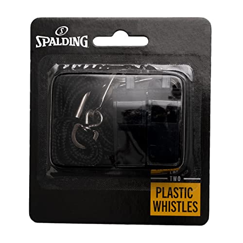 Sports Whistle with Lanyard - Plastic - 2 Pack - Black