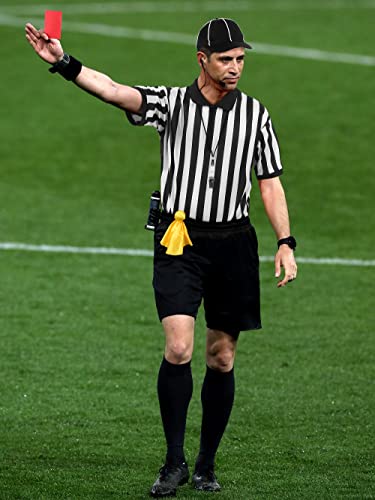 Referee Shirt Set for Football & Soccer - Black and White, Large