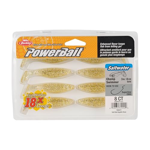 PowerBait Saltwater The Champ Swimmer Soft Plastic Bait - Gold, 3"