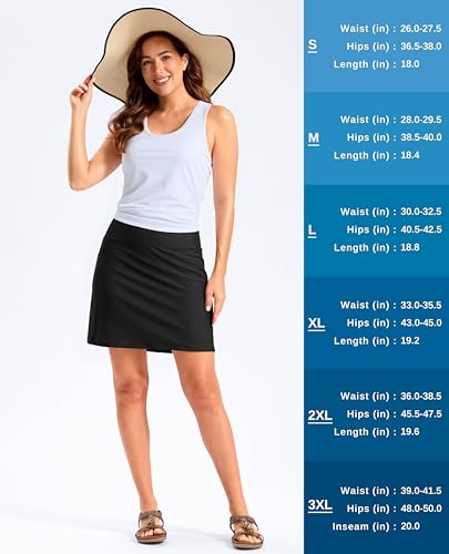 G Gradual Women's 18" Black Swim Skirt with Pockets - Large Size