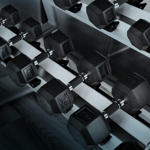 Yes4All 25 lbs Rubber-Coated Hex Dumbbell with Anti-Slip Grip — Durable Cast Iron Core