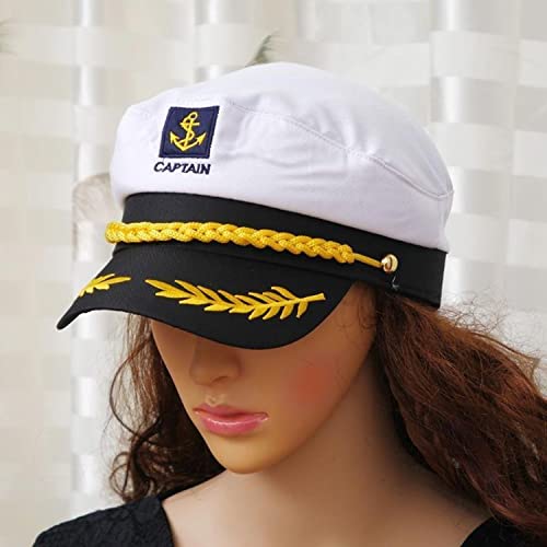 N-KONGJIAN Yacht Captain Hat – Adjustable Flat Sailor Cap (Black) for Men & Women