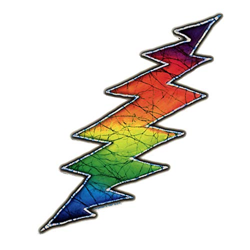 Batik Rainbow Lightning Bolt Art Decal - 1.25 x 3 Inch Weatherproof Vinyl