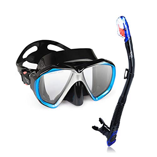 Dry Snorkel with Food-Grade Silicone Mouthpiece - Blue