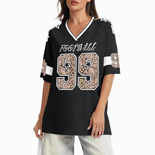 Y2K Oversized Football Jersey Shirt for Women - Large Black