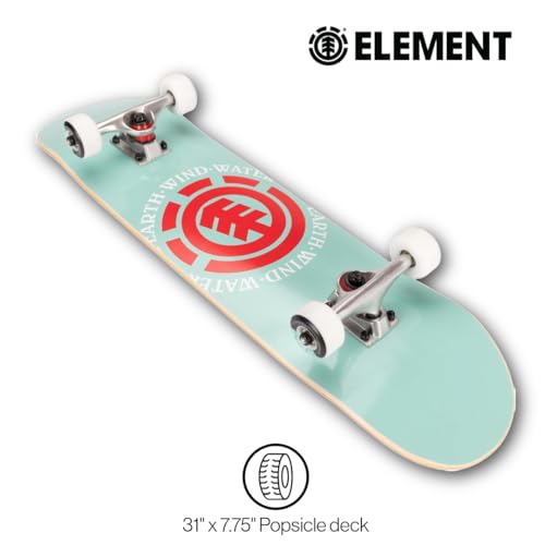 Element Popsicle Skateboard Mint 31" Standard Skateboard with 5" Aluminum Trucks, 9-Layer NE Maple Deck - Perfect for Kids, Teens, and Adults of All Experience Levels
