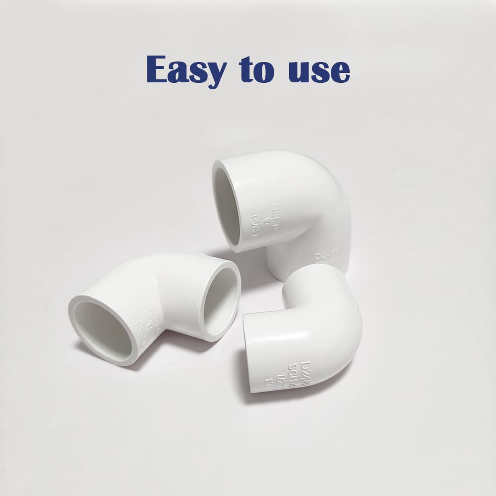 HayEastdor 2PCS 2 Inch White PVC 90 Degree Elbow Adapter Pipe Fittings 2 Way Right Angle Pipe Corner Coupling Connectors for Sprinkler, Drip Irrigation System HE051-2